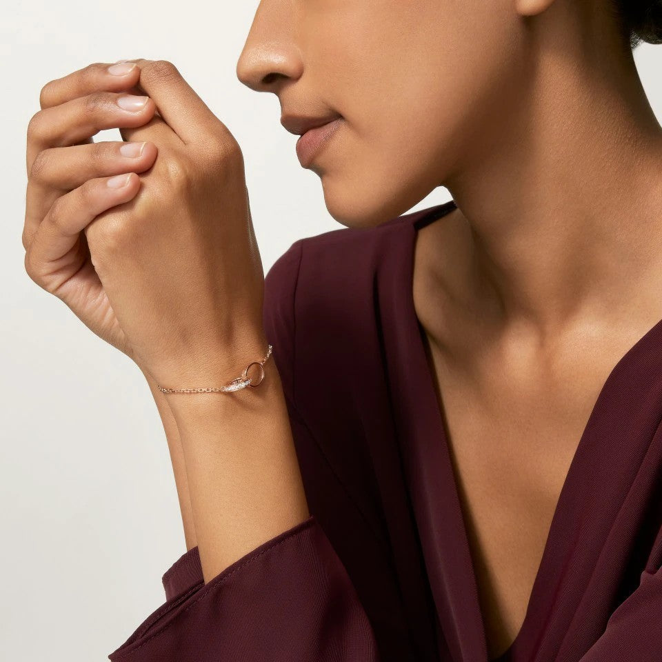 [⭐Seralia]LOVE DOUBLE RING HALF DIAMOND BRACELET