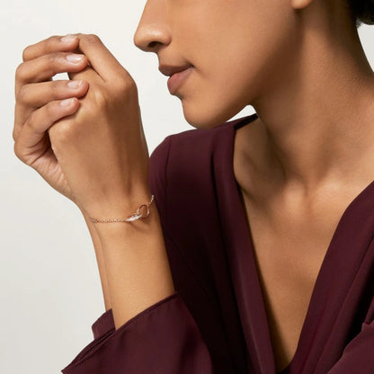 [⭐Seralia]LOVE DOUBLE RING HALF DIAMOND BRACELET
