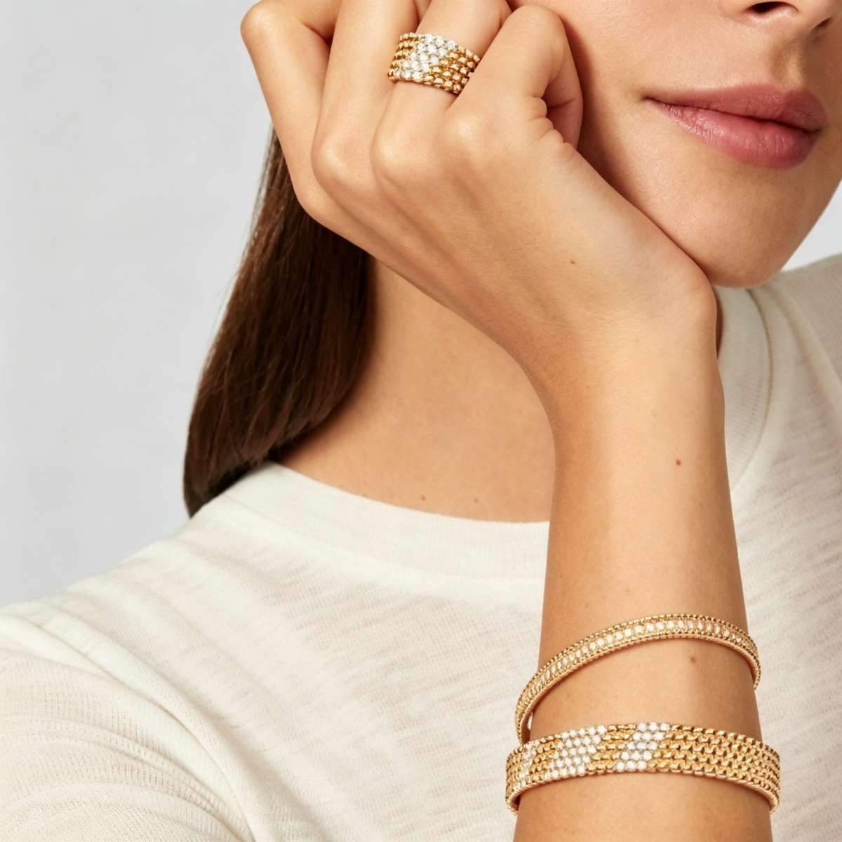 [⭐Seralia]  FIVE-ROW DIAMOND BRACELET
