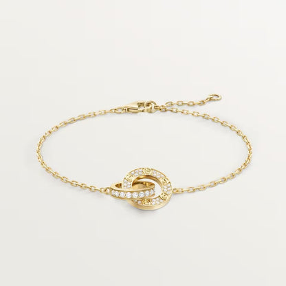 [⭐Seralia]LOVE DOUBLE RING FULL DIAMOND BRACELET