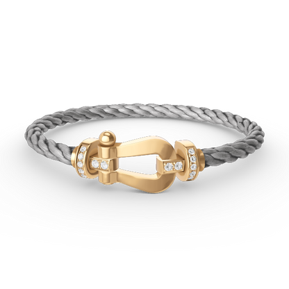 [⭐Seralia]FORCE LARGE HORSESHOE HALF DIAMOND BRACELET GOLD