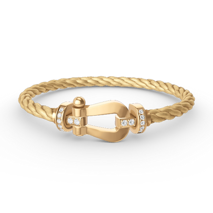 [⭐Seralia]FORCE LARGE HORSESHOE HALF DIAMOND BRACELET GOLD