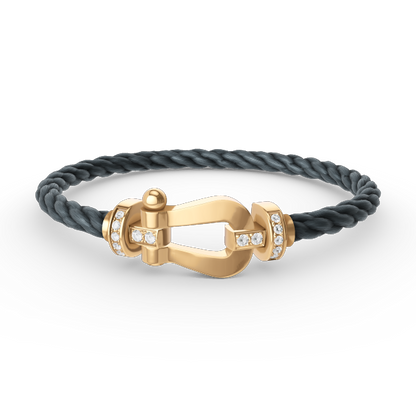 [⭐Seralia]FORCE LARGE HORSESHOE HALF DIAMOND BRACELET GOLD
