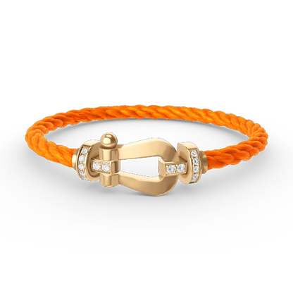 [⭐Seralia]FORCE LARGE HORSESHOE HALF DIAMOND BRACELET GOLD