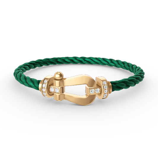 [⭐Seralia]FORCE LARGE HORSESHOE HALF DIAMOND BRACELET GOLD