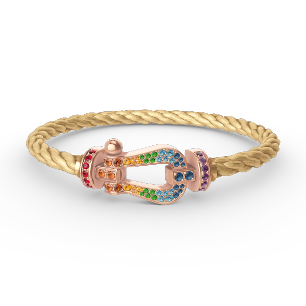 [⭐Seralia]FORCE LARGE HORSESHOE  COLORED DIAMOND BRACELET ROSE GOLD
