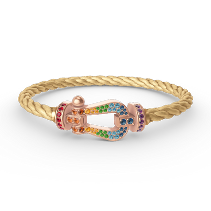 [⭐Seralia]FORCE LARGE HORSESHOE  COLORED DIAMOND BRACELET ROSE GOLD