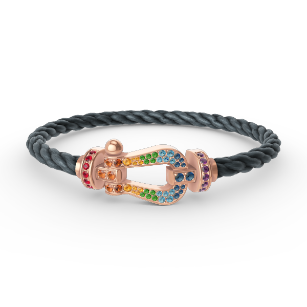 [⭐Seralia]FORCE LARGE HORSESHOE  COLORED DIAMOND BRACELET ROSE GOLD