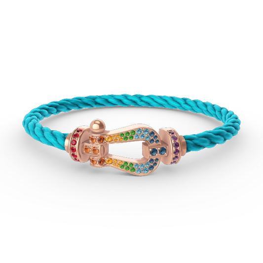 [⭐Seralia]FORCE LARGE HORSESHOE  COLORED DIAMOND BRACELET ROSE GOLD