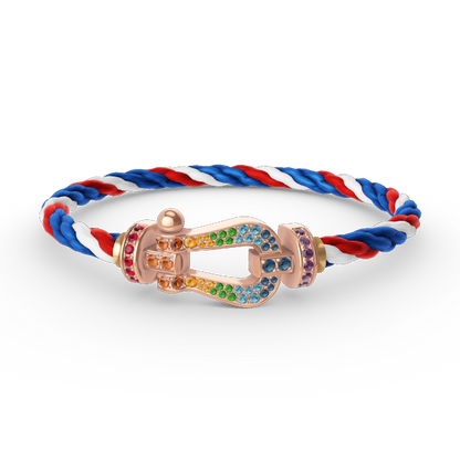 [⭐Seralia]FORCE LARGE HORSESHOE  COLORED DIAMOND BRACELET ROSE GOLD