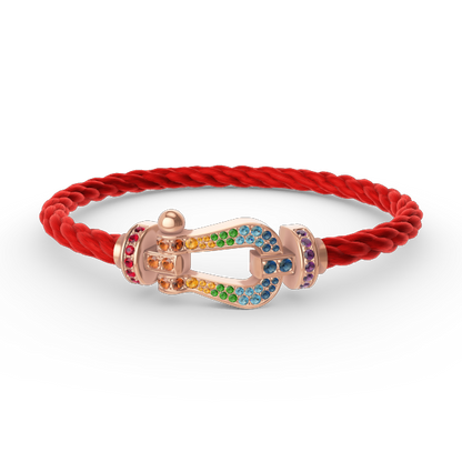 [⭐Seralia]FORCE LARGE HORSESHOE  COLORED DIAMOND BRACELET ROSE GOLD