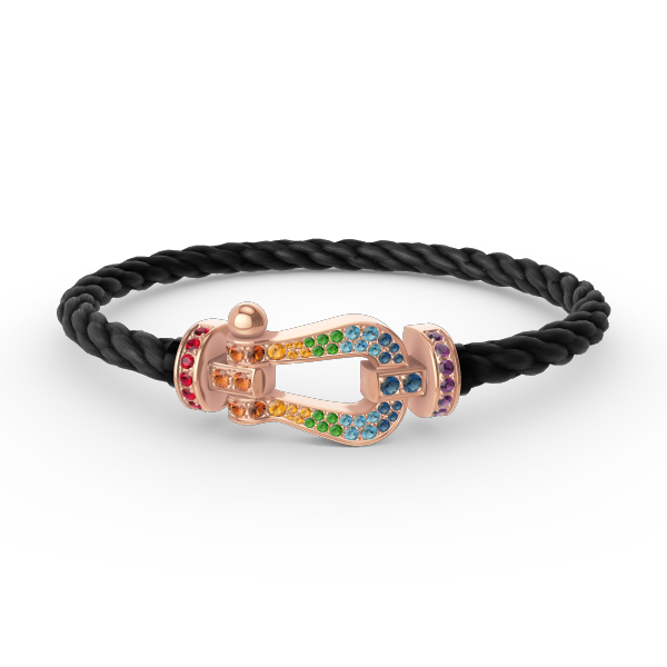[⭐Seralia]FORCE LARGE HORSESHOE  COLORED DIAMOND BRACELET ROSE GOLD