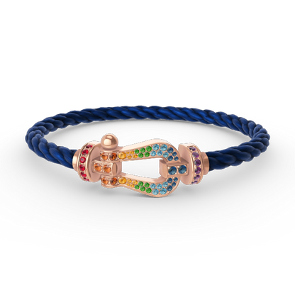 [⭐Seralia]FORCE LARGE HORSESHOE  COLORED DIAMOND BRACELET ROSE GOLD