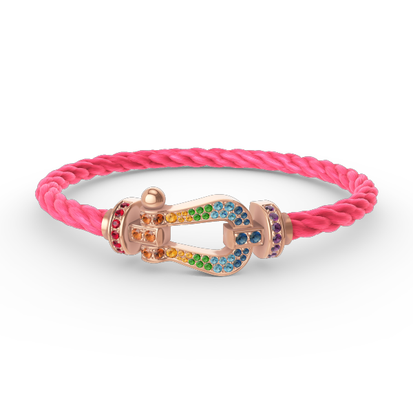 [⭐Seralia]FORCE LARGE HORSESHOE  COLORED DIAMOND BRACELET ROSE GOLD