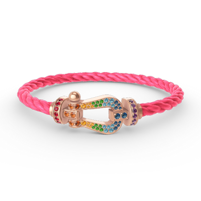 [⭐Seralia]FORCE LARGE HORSESHOE  COLORED DIAMOND BRACELET ROSE GOLD