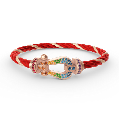 [⭐Seralia]FORCE LARGE HORSESHOE  COLORED DIAMOND BRACELET ROSE GOLD