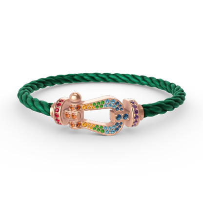 [⭐Seralia]FORCE LARGE HORSESHOE  COLORED DIAMOND BRACELET ROSE GOLD