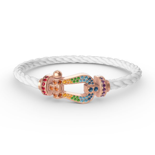 [⭐Seralia]FORCE LARGE HORSESHOE  COLORED DIAMOND BRACELET ROSE GOLD