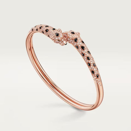 [⭐Seralia]PANTHERE DOUBLE HEADED HALF DIAMOND OPEN BRACELET