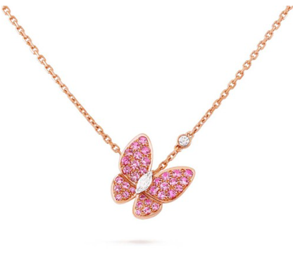 [⭐Seralia]BUTTERFLY RED DIAMOND ROSE GOLD NECKLACE