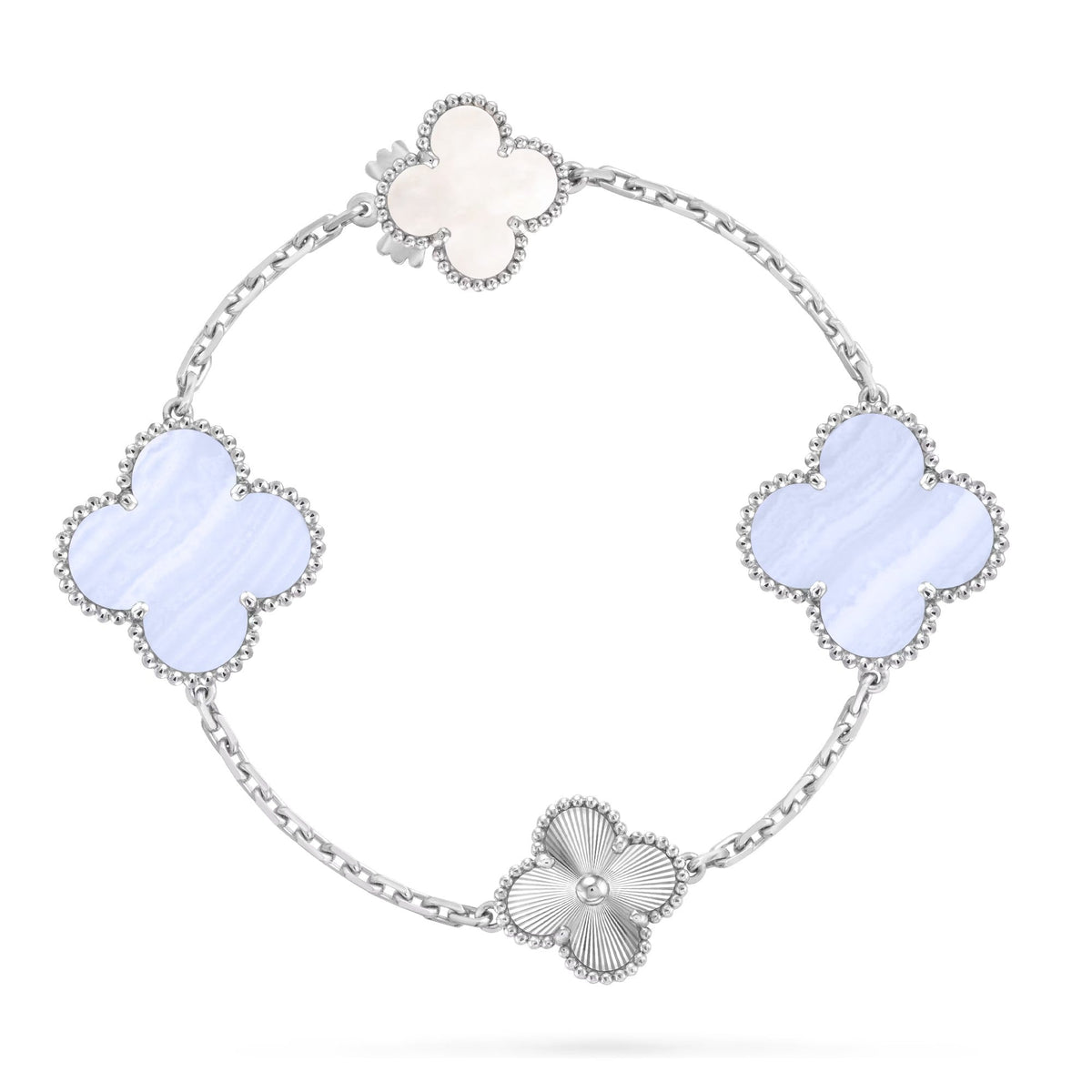 [⭐Seralia]DETACHABLE CLOVER 15(11+4) FLOWER SILVER NECKLACE SET