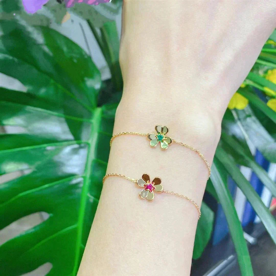 [⭐Seralia]FRIVOLE GOLD FLOWER PINK MALACHITE BRACELET