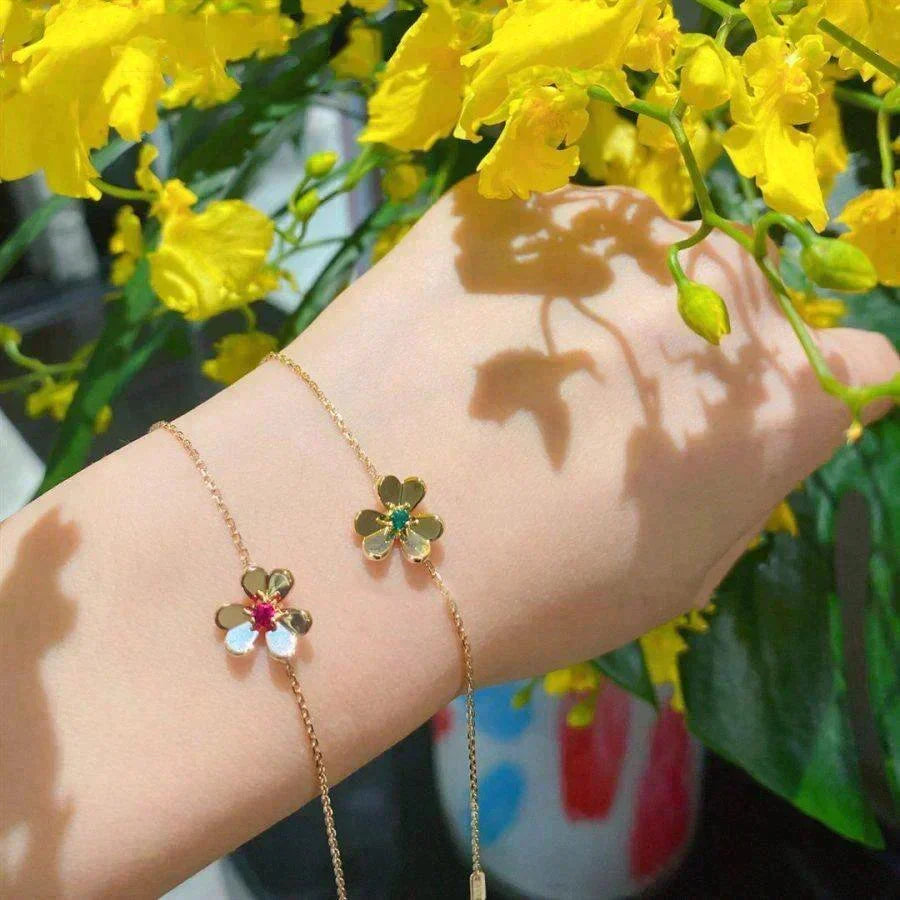 [⭐Seralia]FRIVOLE GOLD FLOWER PINK MALACHITE BRACELET