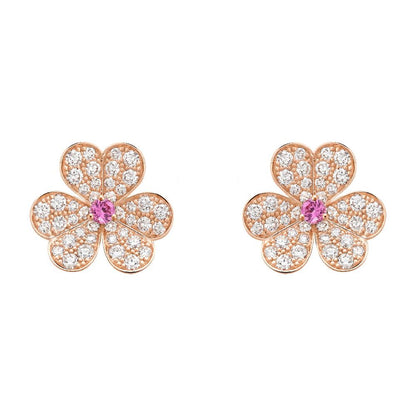 [⭐Seralia]FRIVOLE PINK GOLD FLOWER DIAMOND EARRINGS