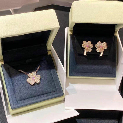 [⭐Seralia]FRIVOLE PINK GOLD FLOWER DIAMOND EARRINGS