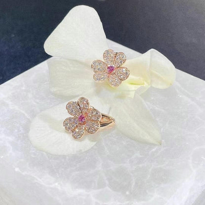 [⭐Seralia]FRIVOLE PINK GOLD FLOWER DIAMOND EARRINGS