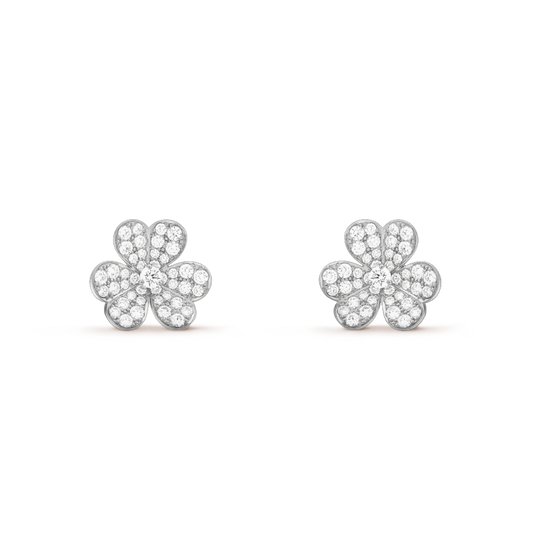 [⭐Seralia]FRIVOLE SILVER FLOWER DIAMOND EARRINGS