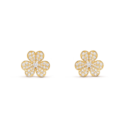 [⭐Seralia]FRIVOLE GOLD FLOWER DIAMOND EARRINGS