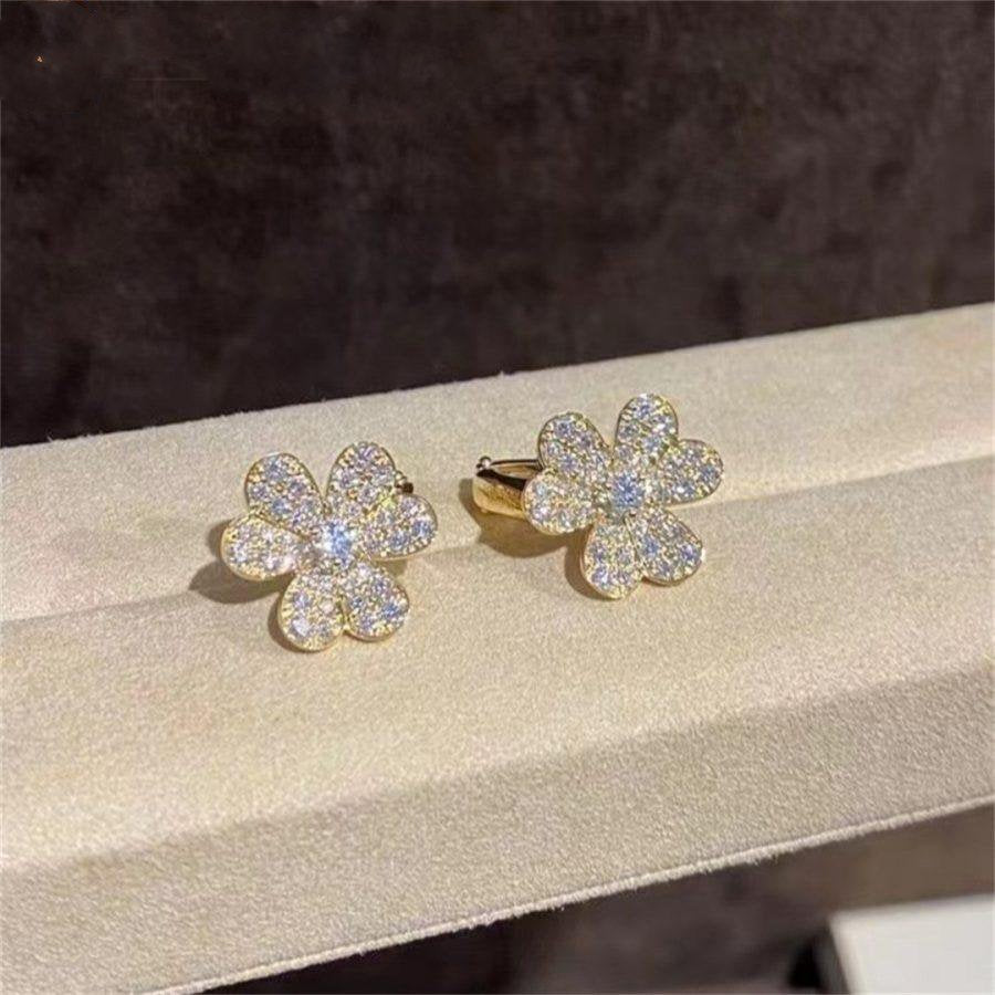 [⭐Seralia]FRIVOLE GOLD FLOWER DIAMOND EARRINGS