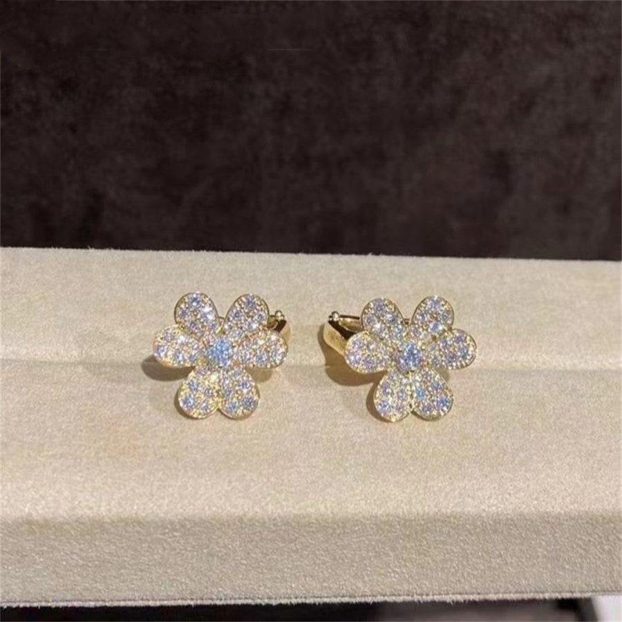 [⭐Seralia]FRIVOLE GOLD FLOWER DIAMOND EARRINGS