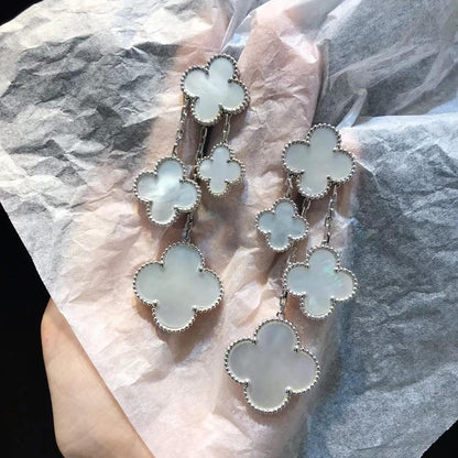 [⭐Seralia]CLOVER EARRINGS WHITE MOP 4 MOTIFS SILVER