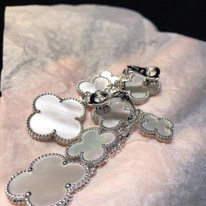 [⭐Seralia]CLOVER EARRINGS WHITE MOP 4 MOTIFS SILVER