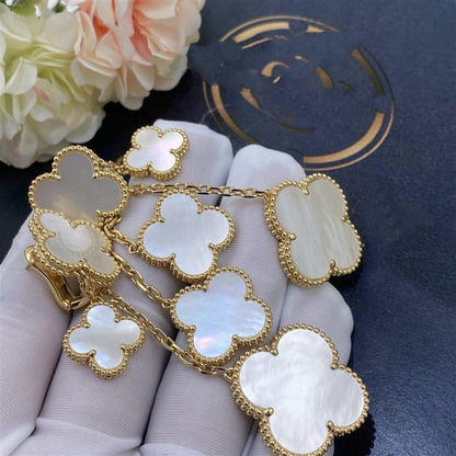 [⭐Seralia]CLOVER EARRINGS WHITE MOP 4 MOTIFS GOLD