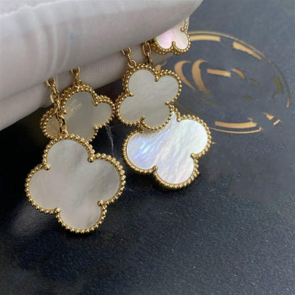 [⭐Seralia]CLOVER EARRINGS WHITE MOP 4 MOTIFS GOLD