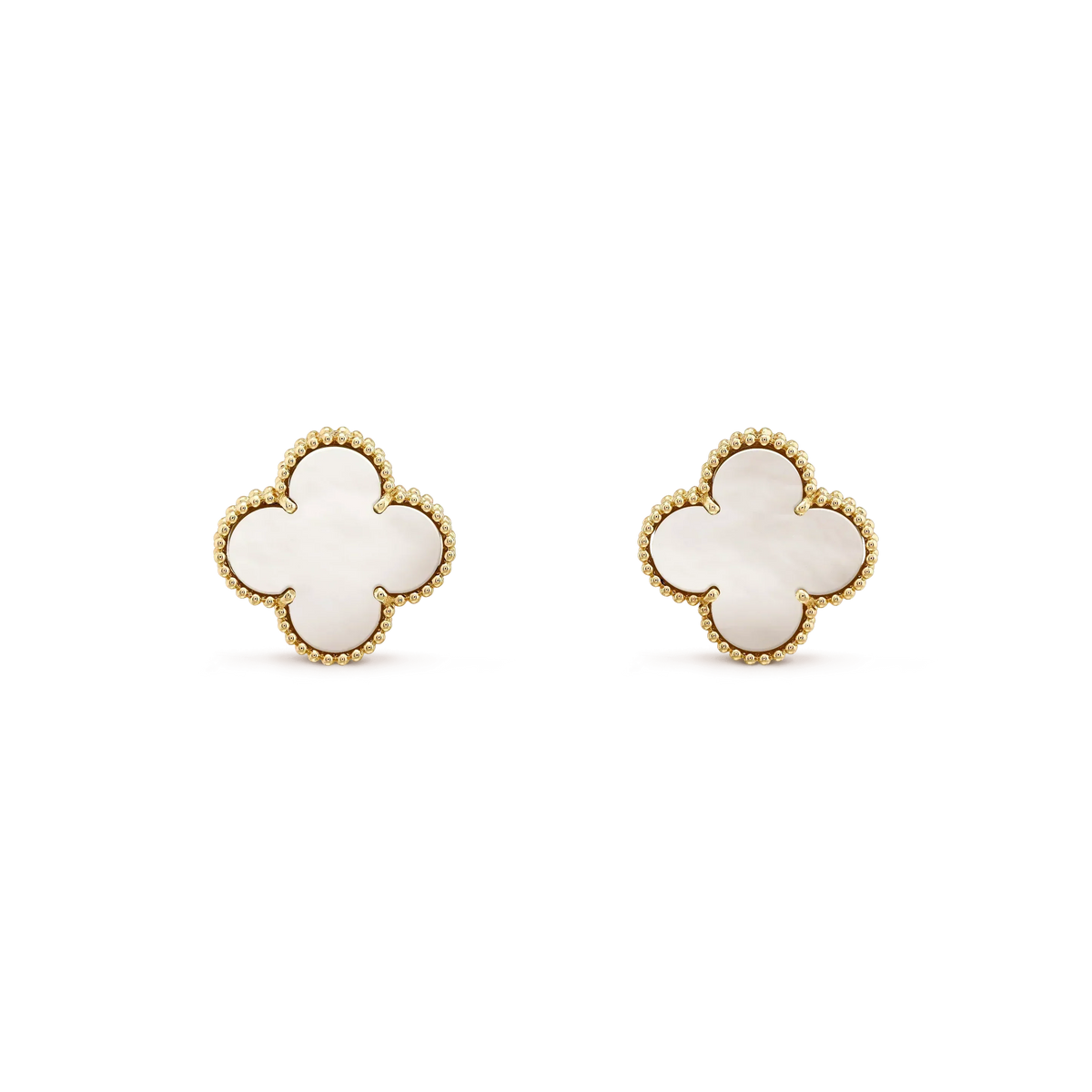 [⭐Seralia]CLOVER MEDIUM 1 MOTIFS  WHITE MOP STUD EARRINGS