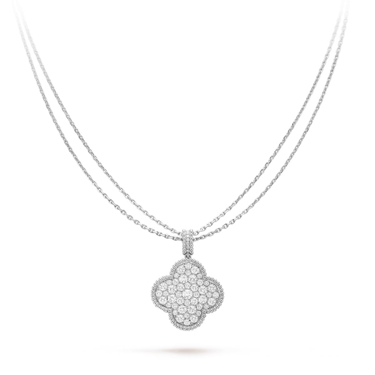 [⭐Seralia]CLOVER 25MM SILVER FULL DIAMOND BIG CLOVER NECKLACE
