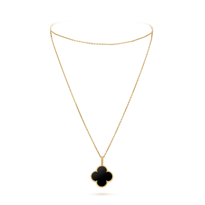 [⭐Seralia]CLOVER 25MM GOLD ONYX BIG CLOVER NECKLACE
