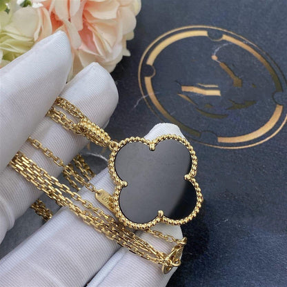 [⭐Seralia]CLOVER 25MM GOLD ONYX BIG CLOVER NECKLACE