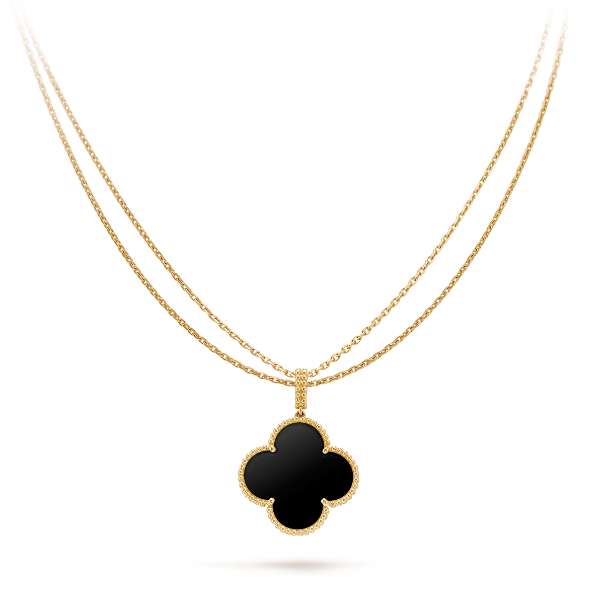 [⭐Seralia]CLOVER 25MM GOLD ONYX BIG CLOVER NECKLACE
