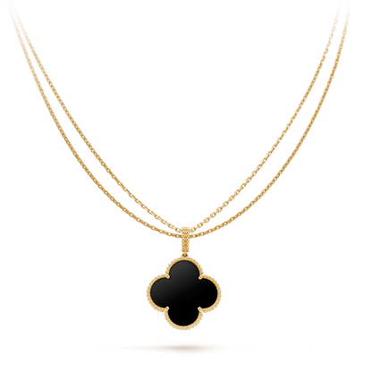 [⭐Seralia]CLOVER 25MM GOLD ONYX BIG CLOVER NECKLACE