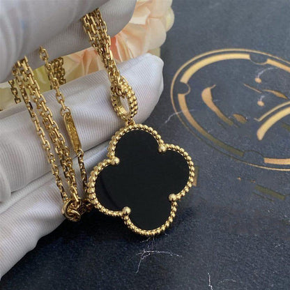 [⭐Seralia]CLOVER 25MM GOLD ONYX BIG CLOVER NECKLACE