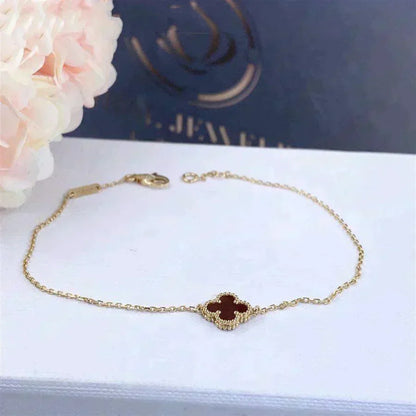 [⭐Seralia]CLOVER  CARNELIAN SINGLE FLOWER BRACELET
