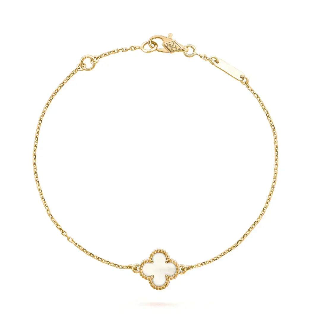 [⭐Seralia]CLOVER WHITE MOP SINGLE FLOWER BRACELET