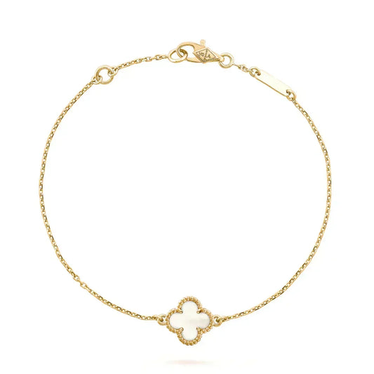 [⭐Seralia]CLOVER WHITE MOP SINGLE FLOWER BRACELET