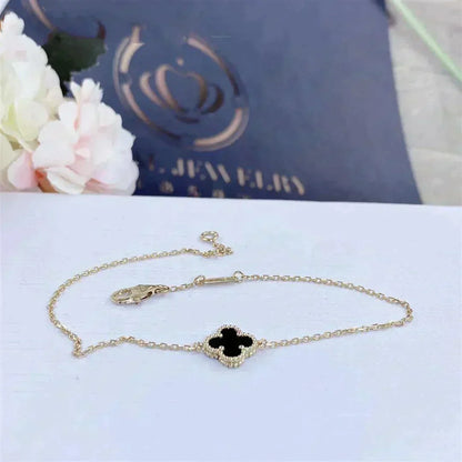 [⭐Seralia]CLOVER ONYX SINGLE FLOWER BRACELET