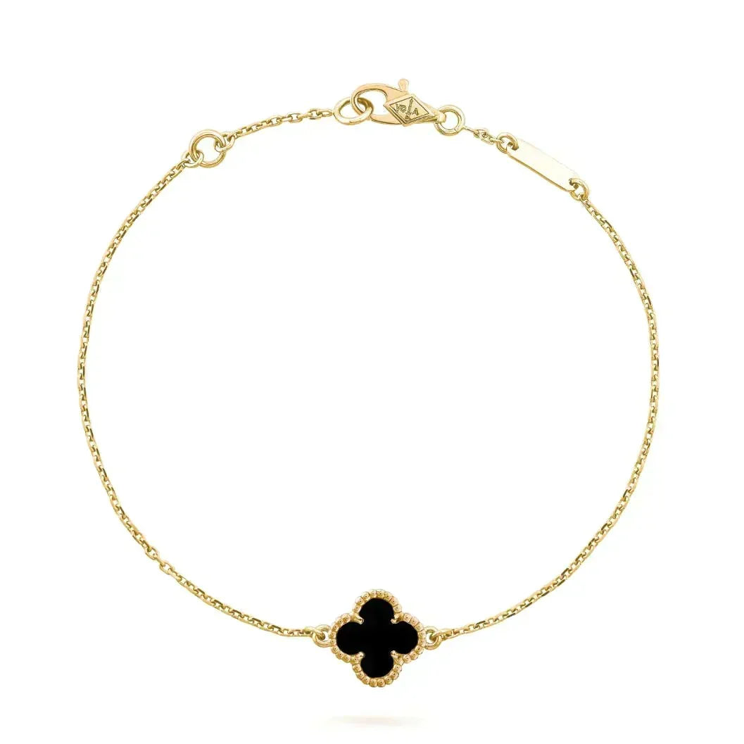 [⭐Seralia]CLOVER ONYX SINGLE FLOWER BRACELET